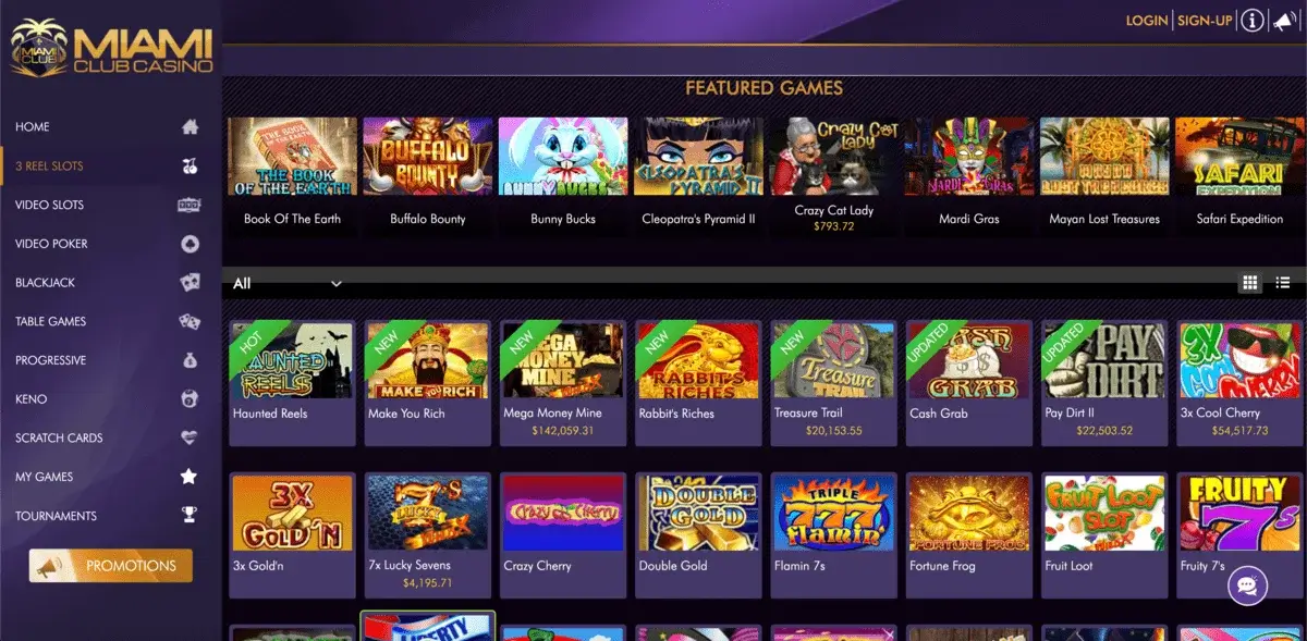 Miami Club Online Casino Games and Software