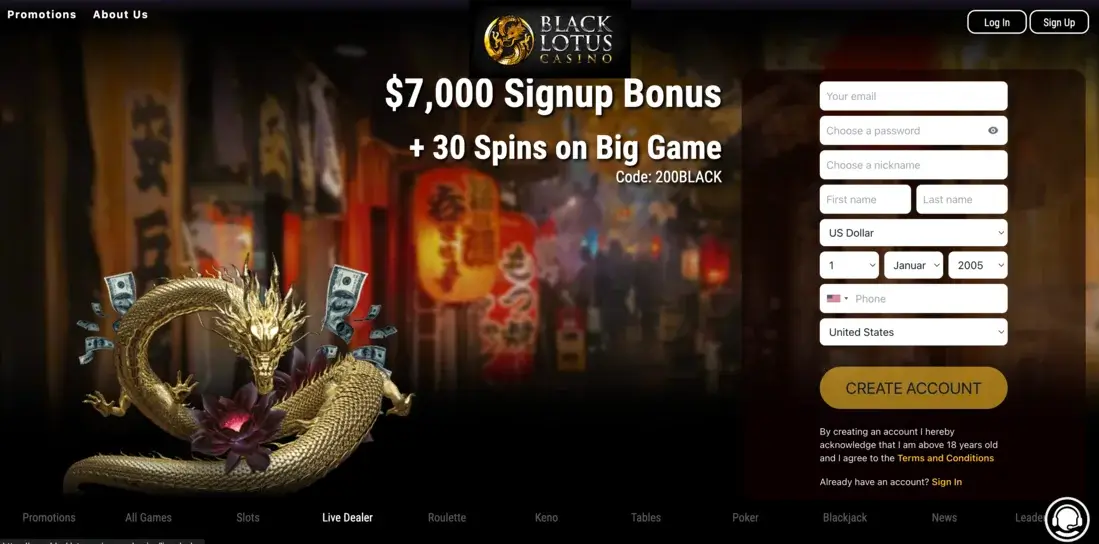 Black Lotus Casino Login & Registration