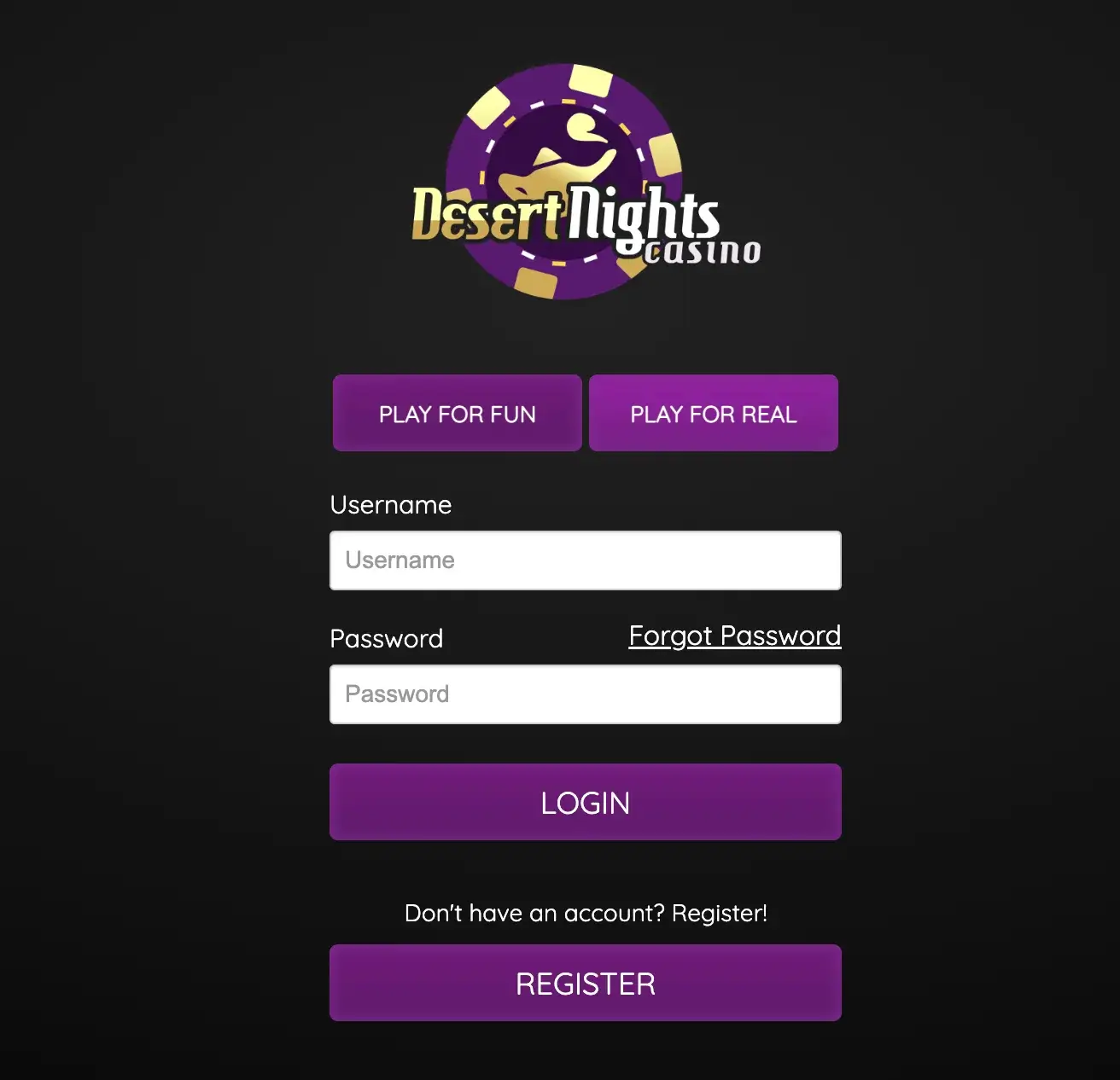 Desert Nights Casino Login & Registration